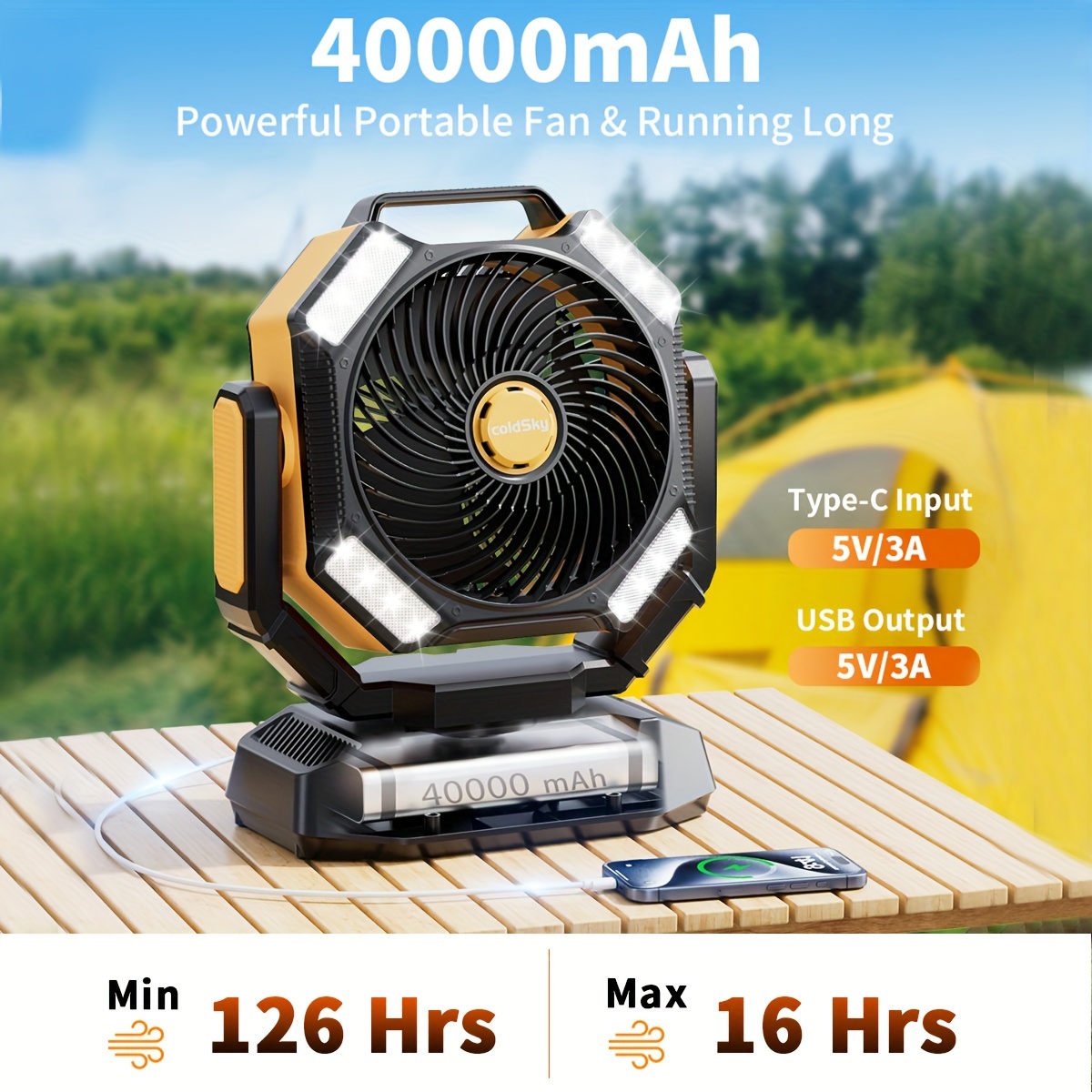 coldSky Ventilador de camping, - Power Outage Light reseña y precio